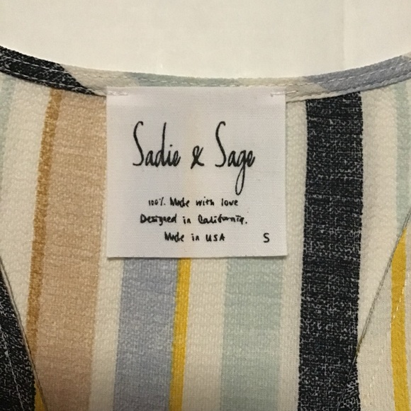 Sadie & Sage Women’s Striped Button Up Top Multicolor Tie Front - Picture 5 of 7